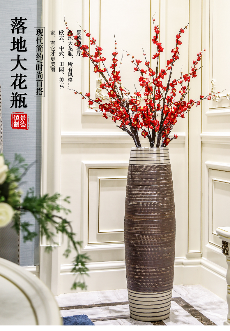 Jingdezhen ceramic vase landing tall, contracted and I sitting room of new Chinese style European dry flower adornment furnishing articles