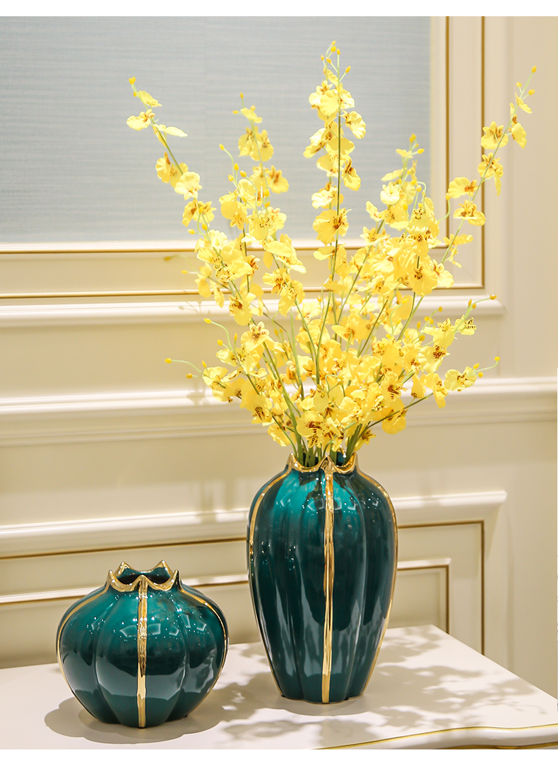 Light European - style key-2 luxury ceramic vase mesa place simulation flower flower, dried flower table, TV ark, household soft adornment