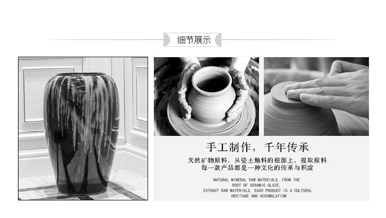 Jingdezhen European modern vase large living room decoration flower arranging hotel villa clubhouse black glaze ceramic furnishing articles