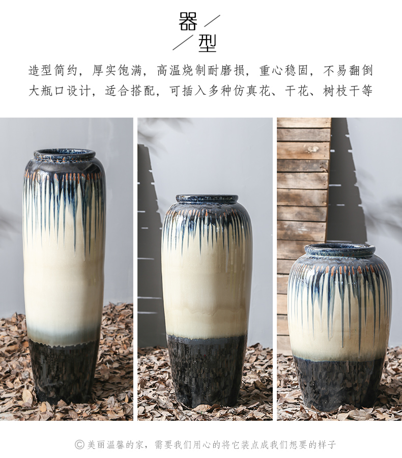 Coarse pottery jingdezhen hotel restoring ancient ways of large POTS ceramic flower vases, flowers simulation flower, adornment is placed