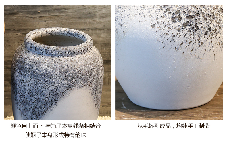 Jingdezhen coarse clay ceramic pottery vases, flower arranging is restoring ancient ways ceramic home sitting room decoration decoration floor furnishing articles