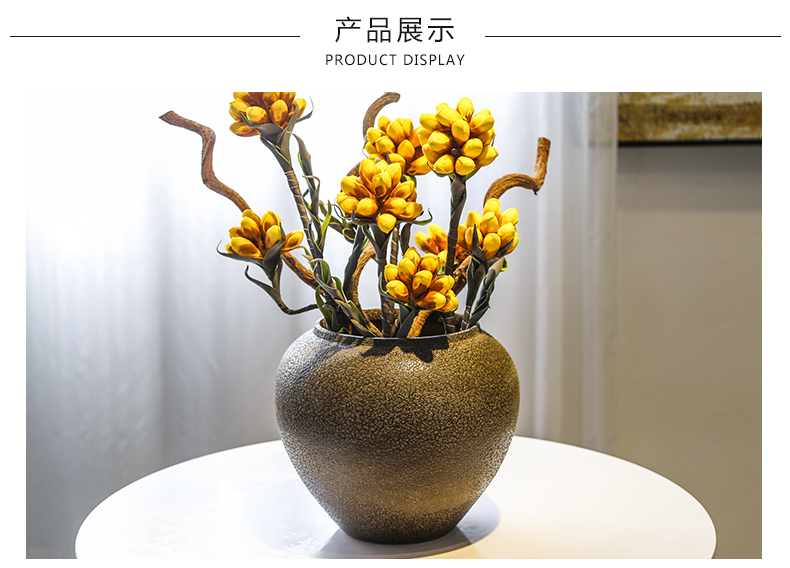 Jingdezhen coarse pottery mesa of the sitting room decorate vases, flower, flower implement simulation flower restoring ancient ways suit furnishing articles ceramic decoration