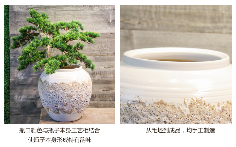 Jingdezhen manual coarse pottery vase mesa place simulation flower arrangement between villa hotel example sitting room decoration decoration