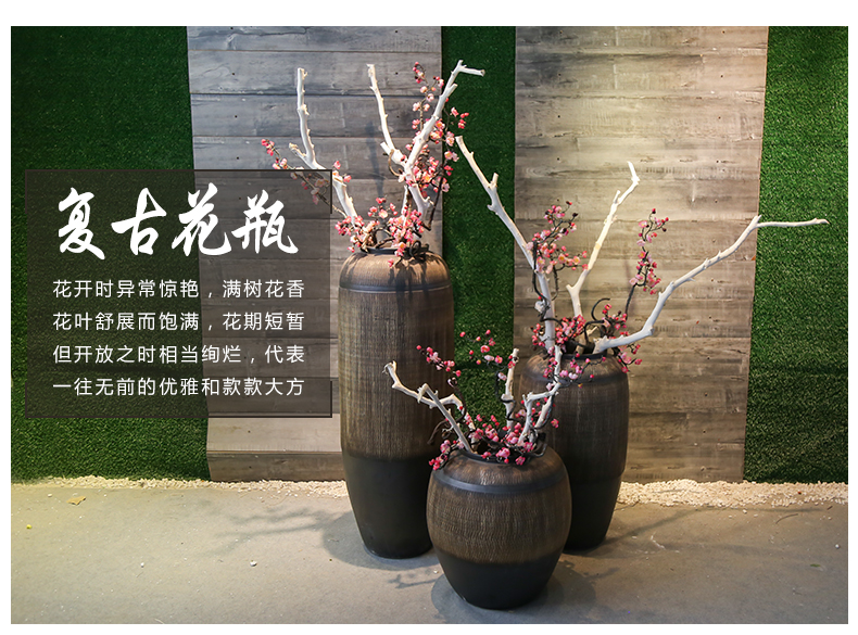 Coarse pottery restoring ancient ways is big flower implement hotel floor clay ceramic simulation flower vase sitting room adornment furnishing articles suit