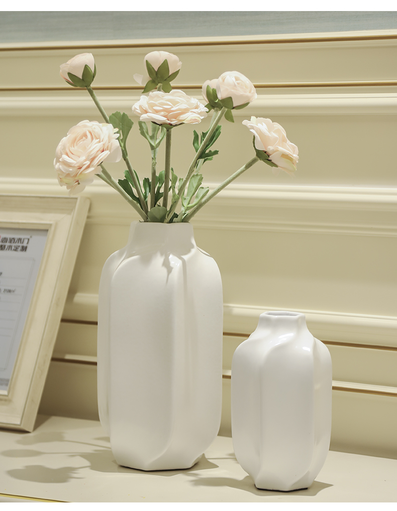 New Chinese style originality ceramic sitting room dining - room desktop simulation study vase floral soft adornment ornament