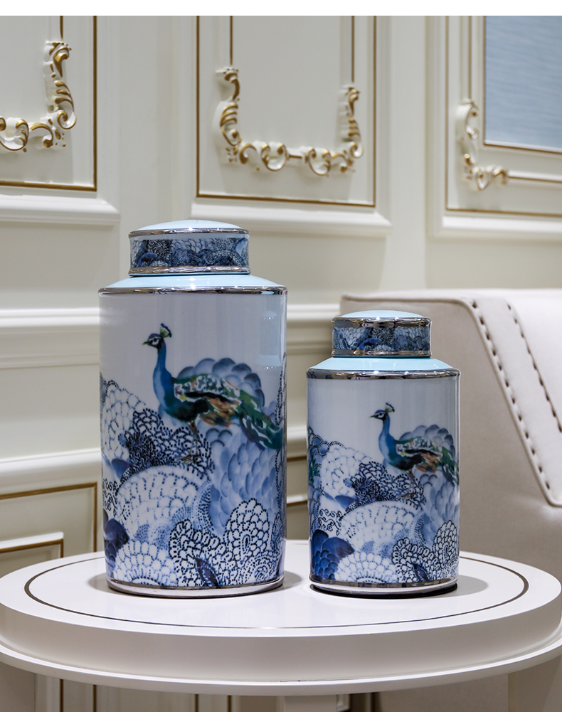 New Chinese style the general pot of furnishing articles light European - style key-2 luxury ceramic piggy bank vase decoration of TV ark, wine table flower receptacle