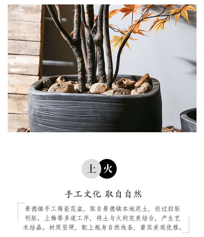 Jingdezhen ceramic retro nostalgia decoration of large tank vase flowerpot flower implement sitting room hotel club house furnishing articles