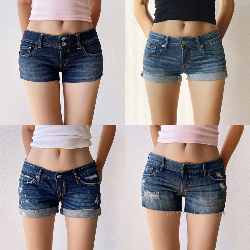 Clearance Sale Special Price Export Surplus American Retro Hot Girl Low-Waist Denim Shorts Women High-Waist Slim Fit Hot Pants