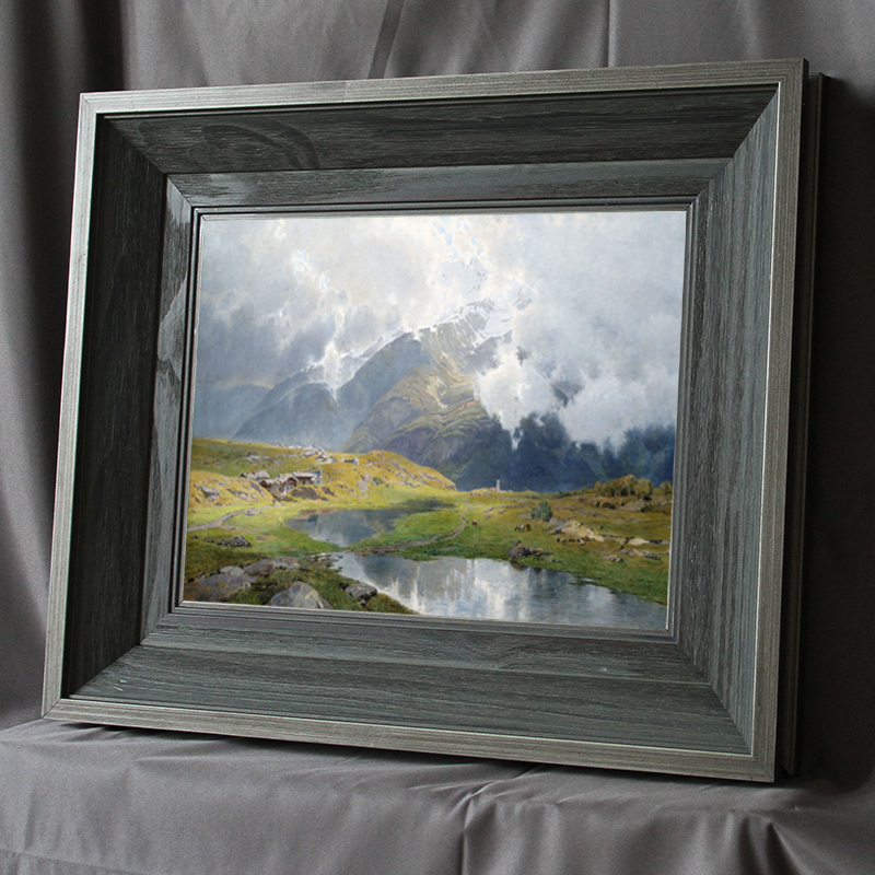 Oil Painting Frame, Pure Solid Wood Outer Frame, Modern Watercolor Sketch Frame, Brushed Silver-Gray Frame, Width 9.3cm