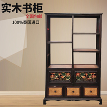 Southeast Asia foyer porch cabinet solid wood bookcase living room wine cabinet residential porch decoration cabinet partition cabinet door Hall Cabinet