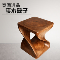 Southeast Asia log stool sofa stool shoe cabinet stool round stool solid wood shoe stool fashion stool furniture