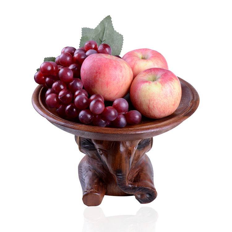 Thai Crafts Fruit Tray Living Room Fruit Tray Creative Pallet Fruit Basin Natural Solid Wood Dried Fruit Basket Elephant Pan Ancient Classic-Taobao