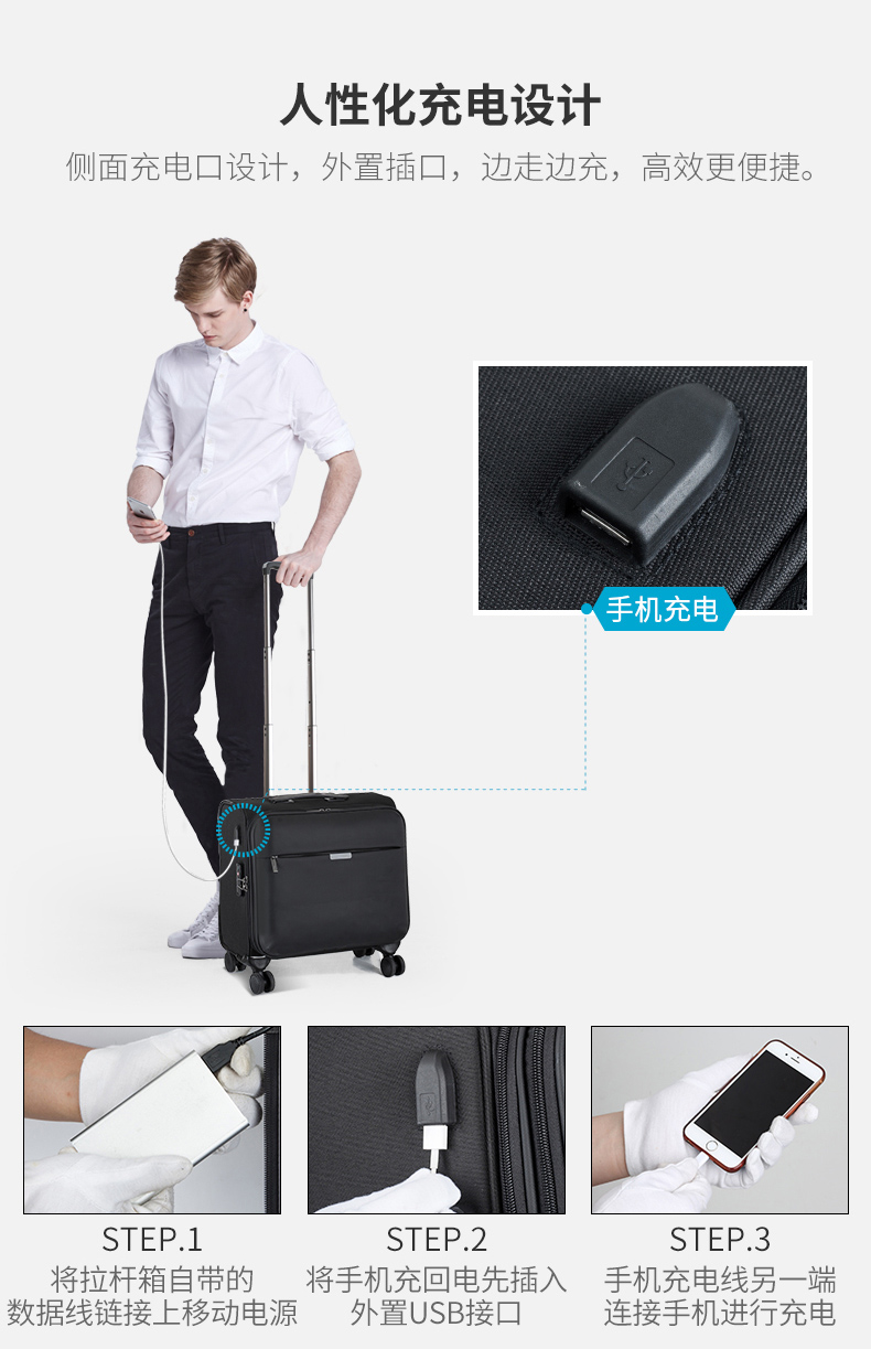 Hanke kinh doanh lên máy bay vạn năng bánh xe trường hợp 18 inch nữ ghế bay vali nhỏ Oxford vải hành lý hộp - Va li vali cao cấp