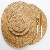 Japanese-style padded linen straw hand-made placemat non-slip insulation mat coaster tea cup mat anti-scalding pot mat Bowl plate mat