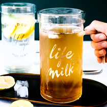 Household large-capacity glass water cup with clear juice cup coffee cup Milk Cup heat-resistant milk tea cup beer glass