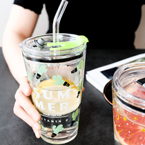 Net red suction tube Cup adult glass ins Wind Milk Cup creative personality trend straw water Cup home cute