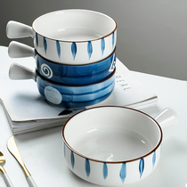 Japanese style 6 inch handle Bowl creative household with handle Bubble Bowl oven baking bowl breakfast bowl porridge bowl