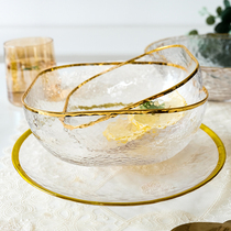 ins Wind gold-edged glass bowl swallow Bowl home European luxury vegetable salad bowl dessert bowl