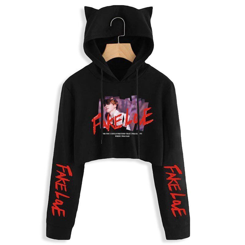 Fashion open-air sweater new album FAKE LOVE hood