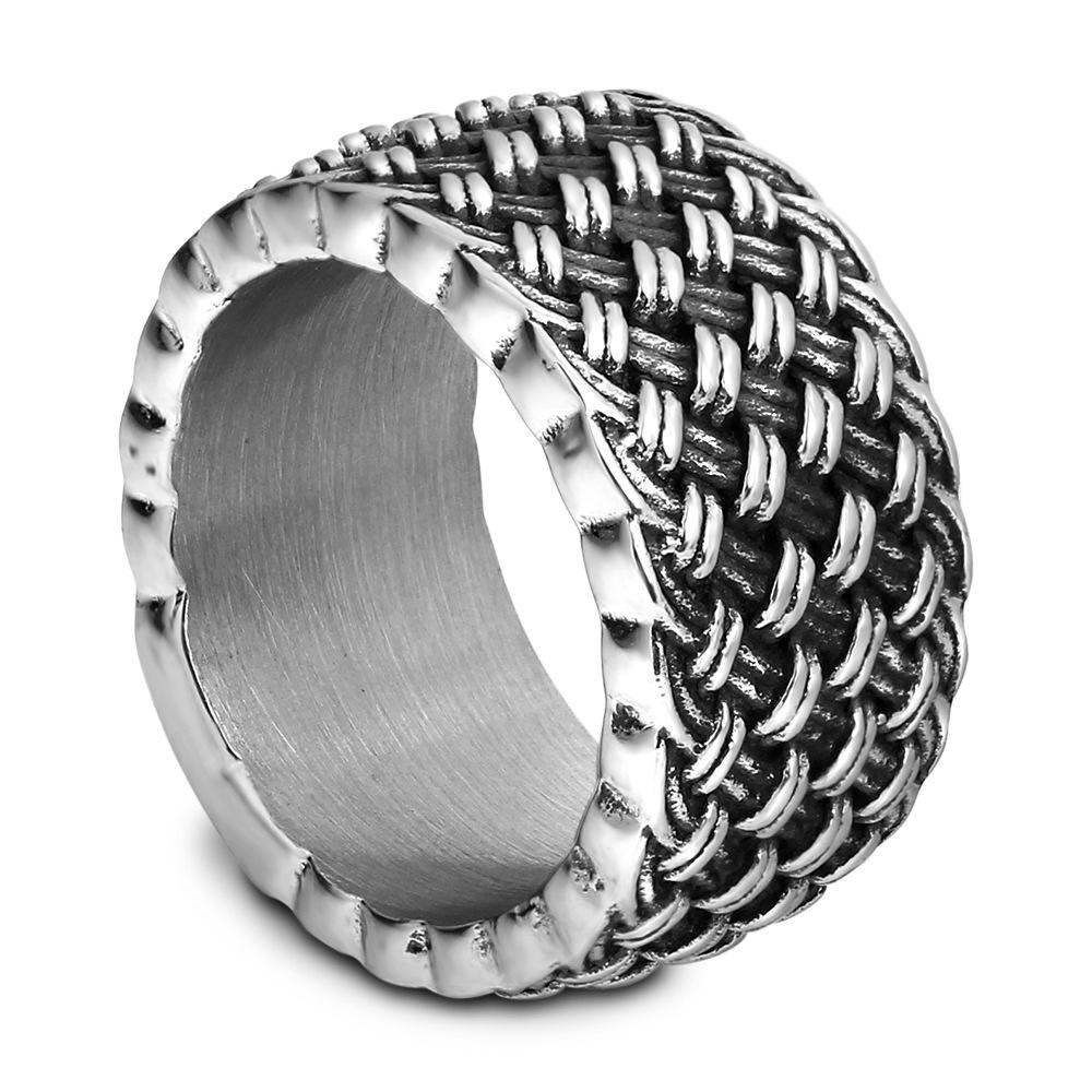 Domineering Titanium Steel Vintage Braided Mens Ring Men's Ring