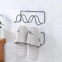 Wrought iron shoe rack bathroom slippers shelf simple art wall-mounted shoe storage rack double layer creative paste storage rack