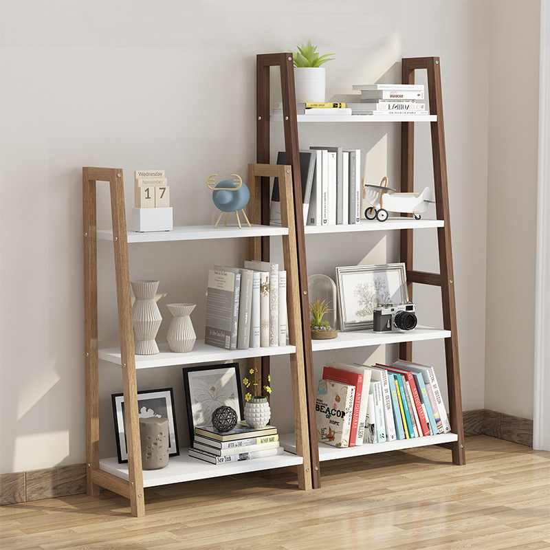 Nordic bookshelf shelves Landing Style Office Living Room Solid Wood Show Shelf Economy-Type Creative Multi-story Small Bookcase