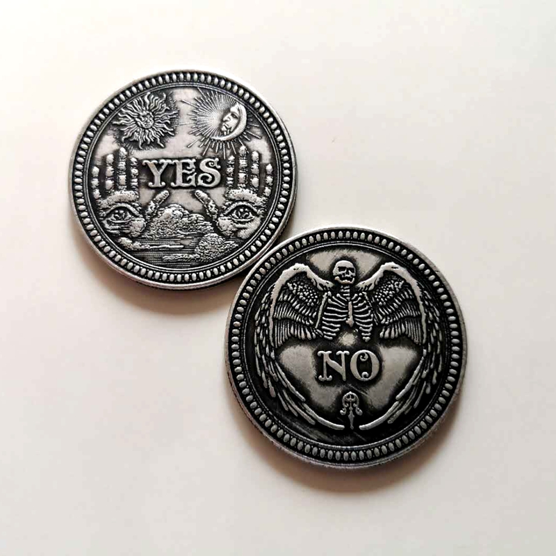 Ancient silver coin stereo relief coin YES decision coin NO commemorative coin sun and moon coin