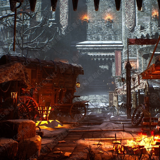 Ue Unreal - Winter Siege Battlefield Castle Watchtower - Siege of Ponthus Environment
