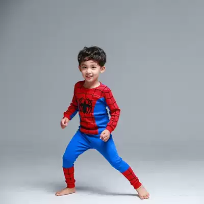 寶寶兒童睡衣秋季蜘蛛人兒童套裝秋純棉男孩加絨家居服男童加厚冬