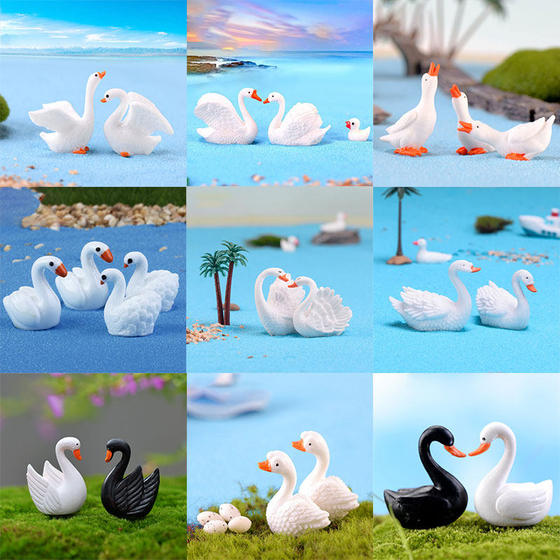 DIY simulated swan ornaments for living room decorations a pair of resin home wedding gifts birthday cake accessories