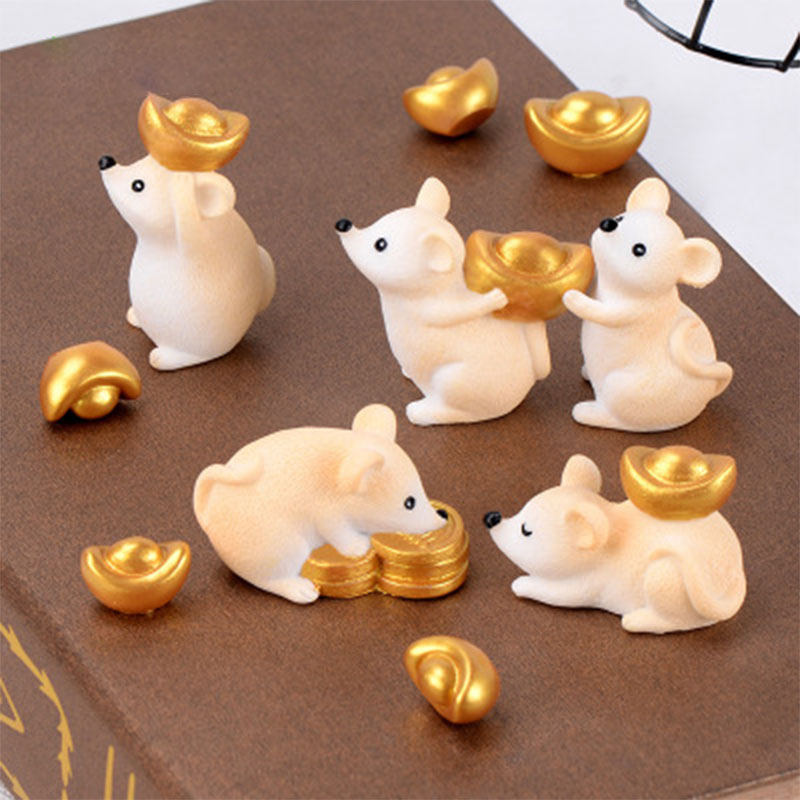 12 Zodiac Cartoon Cute Mouse Small Animal Microscape DIY Material Rat Year Tabletop Decoration Fresh Pendulum