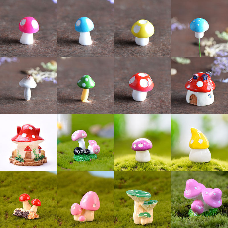Mushroom room Micro landscape succulent DIY bonsai decoration small ornaments Mini simulation cartoon girl heart small mushroom