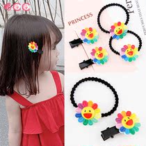ins Net red sun flower hair accessories set Korean version of childrens headwear hairclip baby side clip banger clip Hairband head rope