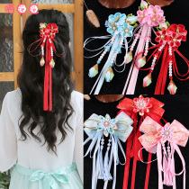 Childrens head hairclip retro Princess clip hair accessories floral headdress Girls costume bow tassel clip headdress