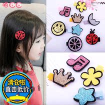 Childrens flash powder cloth duckbill clip Korean version of the girls side clip bangs clip hair accessories baby broken hairclip headgear clip