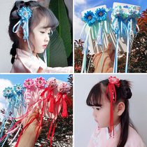 Cute Super fairy princess ribbon hairclip children Hanfu hair card headgear Chinese style floral headdress little girl hair accessories girl