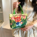 Мультяшный шоппер для выхода на улицу, вместительная и большая сумка с петлей на руку, льняная сумка