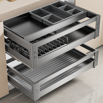 Double-layer pumping of laminated storage rack in kitchen cabinets