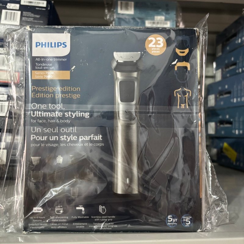 Многофункциональная электрическая машинка для стрижки бороды Philips MG7790 с бритвой для точной стрижки бакенбард и волос в носу Изображение 1
