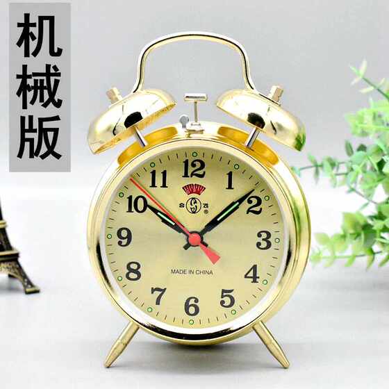 Metal Vintage Wind-Up Mechanical Alarm Clock with Loud Bell Sound, Metal Movement, Chicken Eating Rice, Nostalgic Retro Bell Clock, Horseshoe Clock