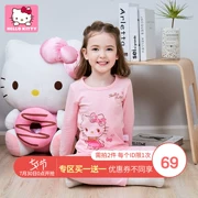 Bộ đồ lót Hello Kitty cho trẻ em Bộ quần áo cotton mùa thu Big Boy Baby Cartoon Bộ đồ ngủ dễ thương - Quần áo lót