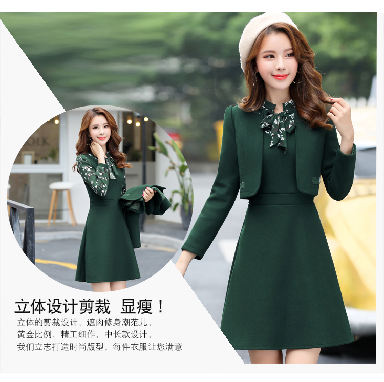 2018 mẫu mùa thu đông mới mùa đông của phụ nữ mùa thu giải phóng mặt bằng thời trang áo dài tay eo cao eo thiết lập áo khoác len mẫu áo dạ ngắn đẹp 2020