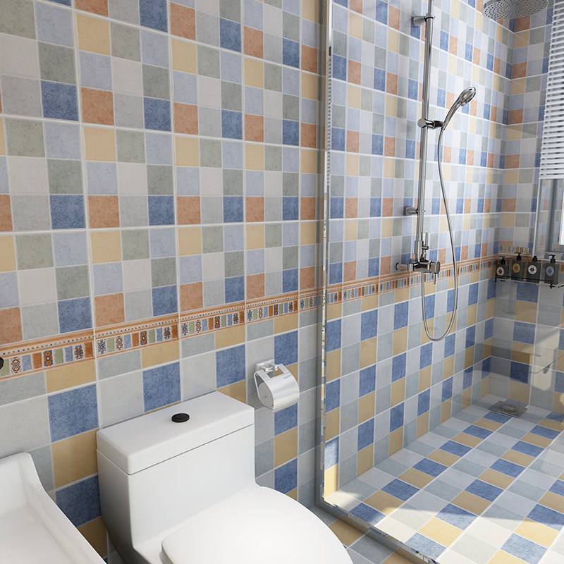 American small square brick retro floor tile 300 Mediterranean pastoral style tile balcony bathroom kitchen non-slip floor tile