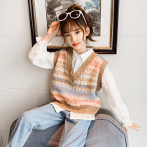 Girls Spring Net red suit New 2021 spring and autumn fashion Korean childrens foreign style knitted vest two or three sets