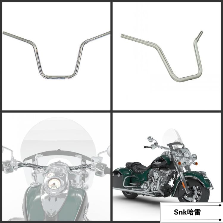 Suitable for Indian black horse retrofit 2-inch back bend comfort manipulative handlebar handlebar head with chrome-plated handlebar