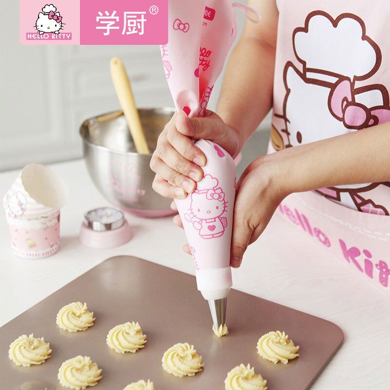 School Chef KITTY TPU framed flower bag food grade repeatedly using cake cookie cracker milking oil baking tool-Taobao