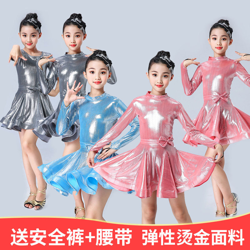 New girls' Latin dance skirt children's practice clothing professional competition performance clothing children's dance regulation clothing middle sleeves