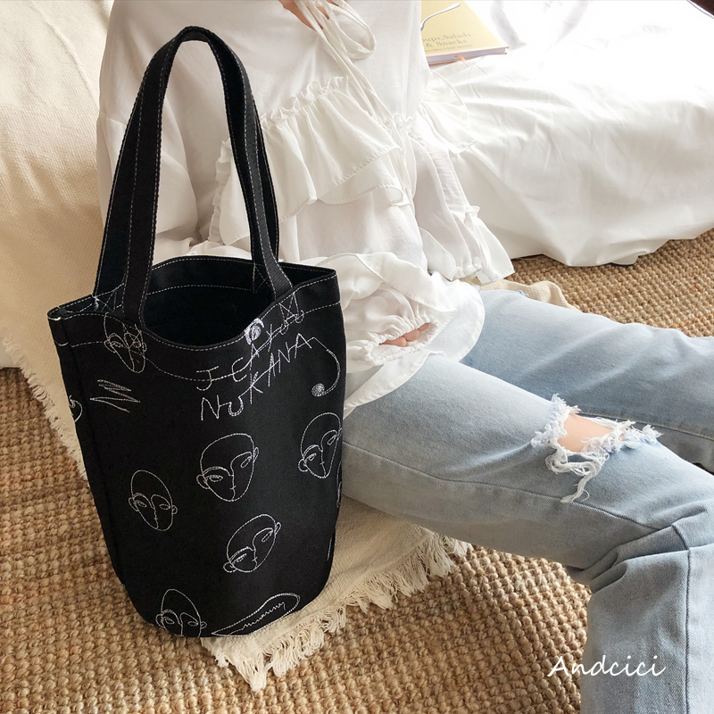 ANDCICI Japanese Canvas Bag Female Students Korean Harajuku ulzzang Canvas Bag Hand Shoulder Bag Shopping Bag