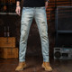 Hong Kong high-end retro men's jeans, men's trendy brand, ripped, handsome, American style, new slim fit, high quality