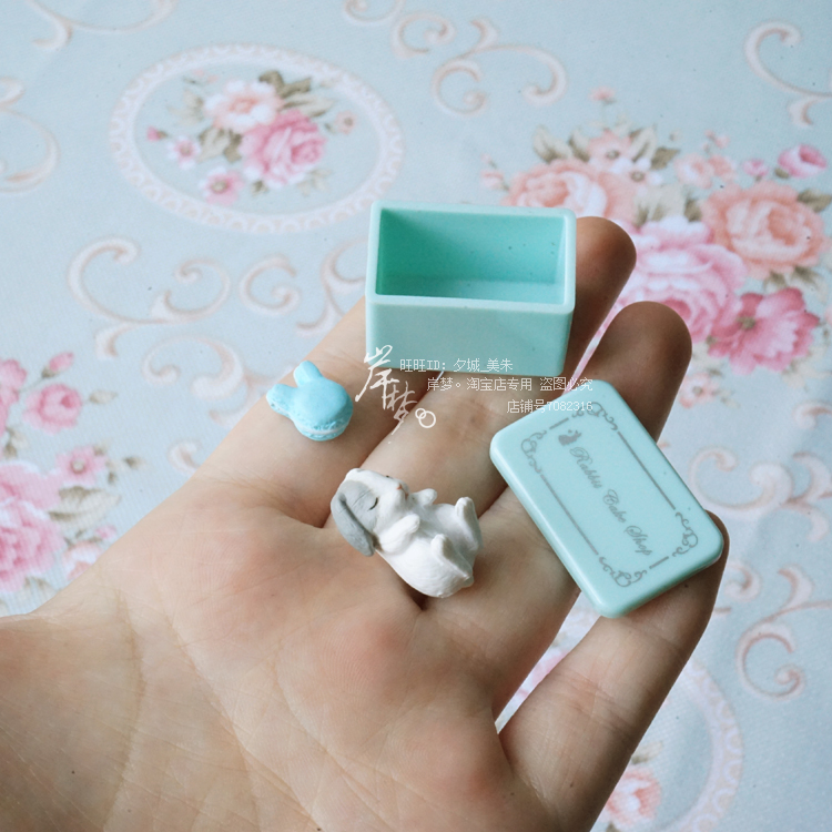 Shore Dream Nhật Bản Chính hãng Châu Âu Buổi chiều Làm mới Dễ thương Bunny Mini Thu nhỏ Cảnh Capsule Trang trí máy tính để bàn đồ dcor chụp ảnh